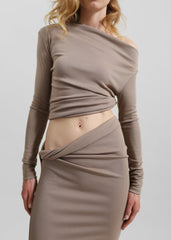 Margot Asymmetric Skirt - Mocha