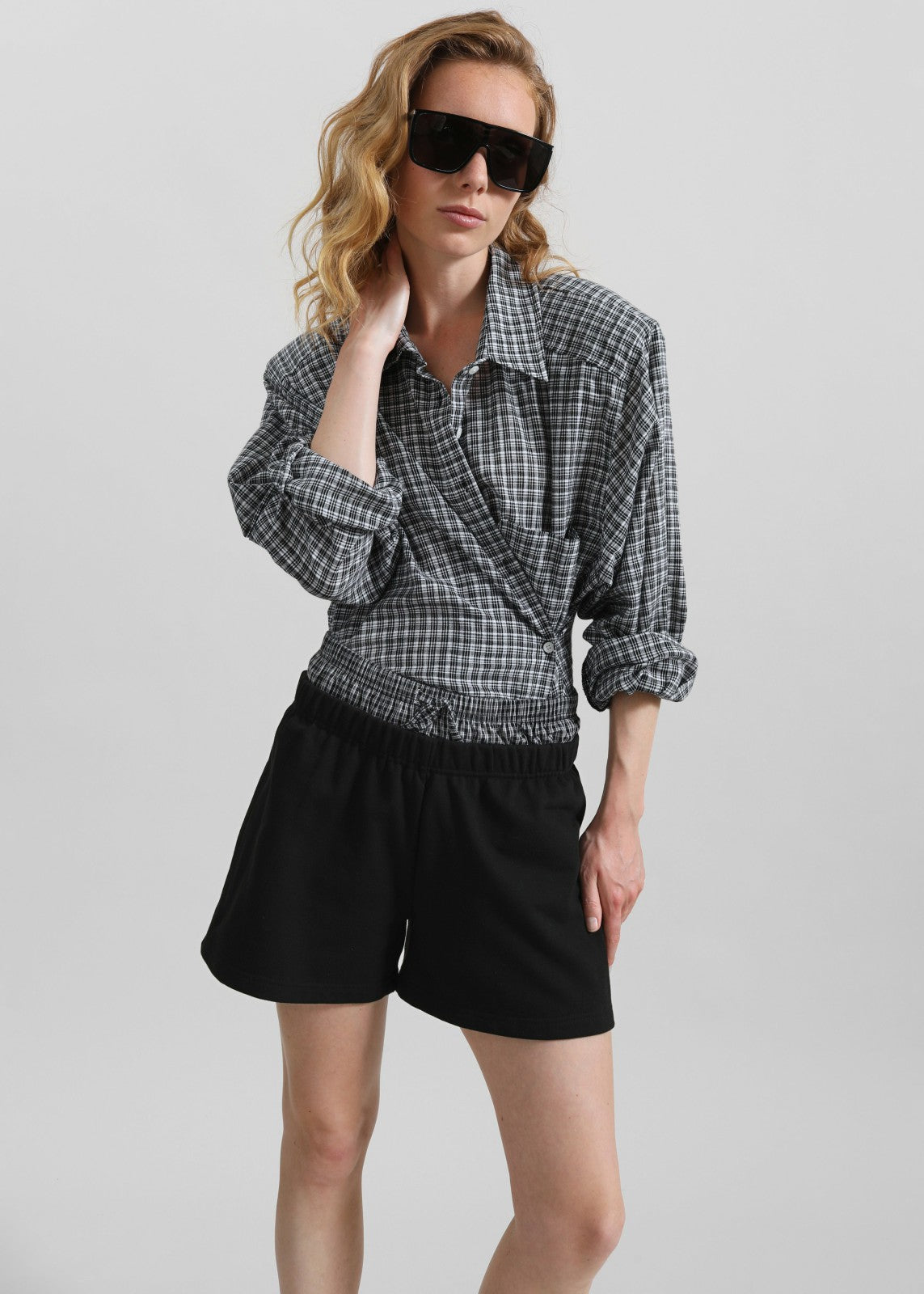 Cressy Double Waistband Shorts - Black