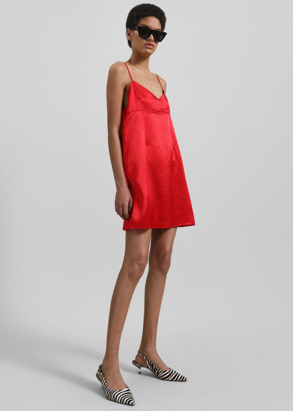 Elma Satin Mini Dress - Red