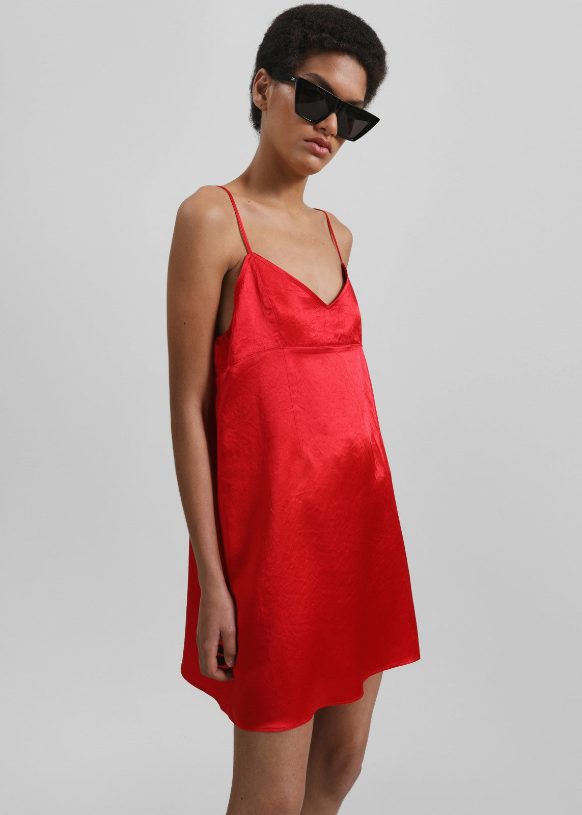 Elma Satin Mini Dress - Red