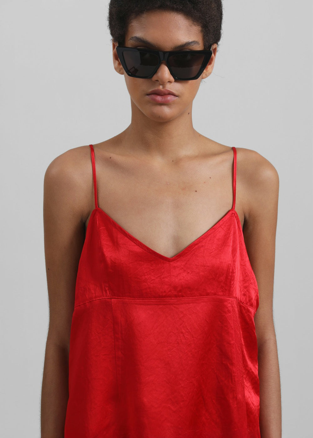Elma Satin Mini Dress - Red
