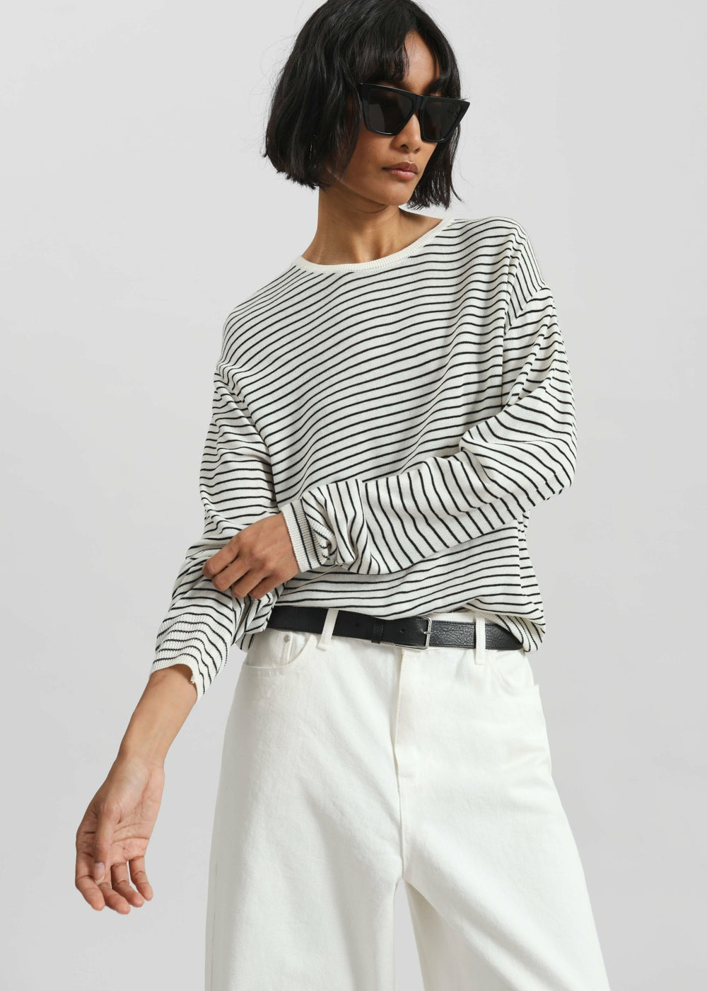 Iven Knit Pullover - White/Black Stripe