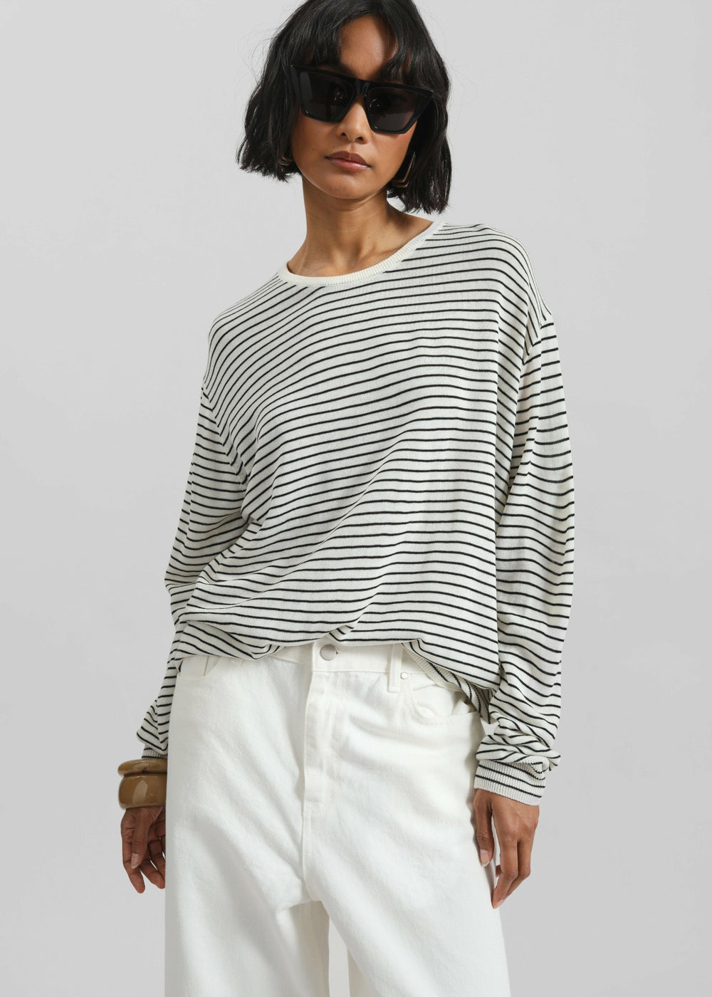 Iven Knit Pullover - White/Black Stripe