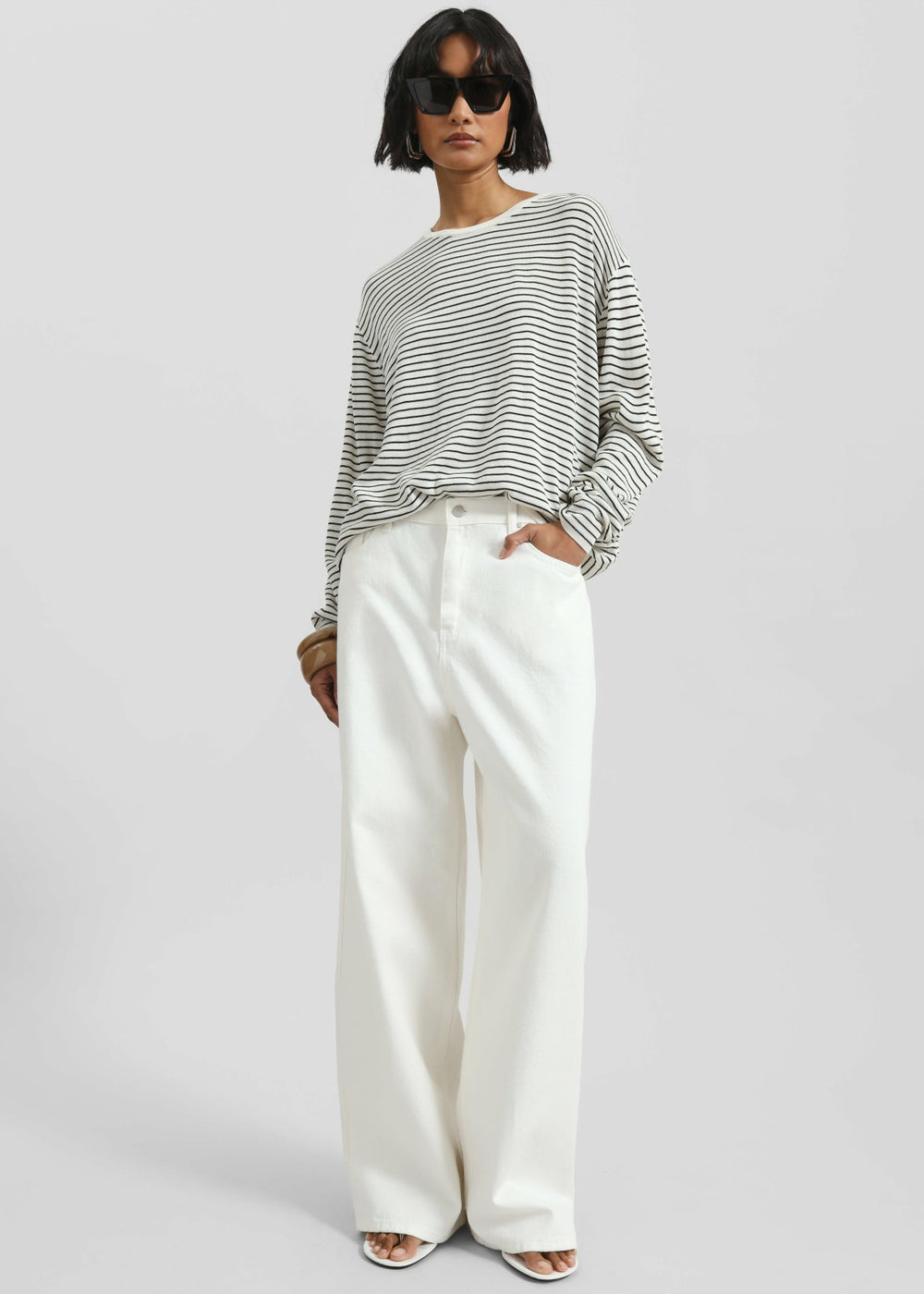 Iven Knit Pullover - White/Black Stripe