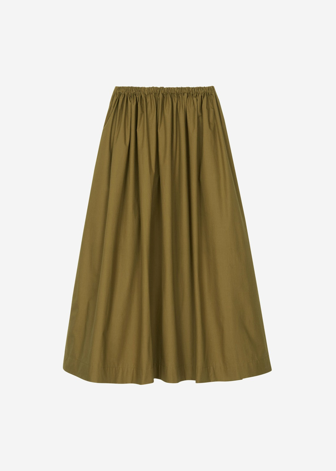 Jalev Gathered Cotton Skirt - Martini Olive