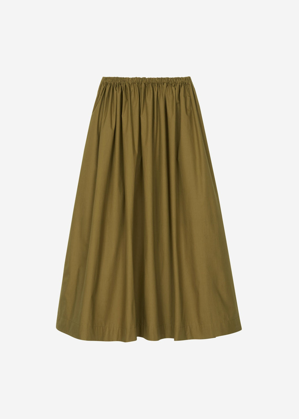 Jalev Gathered Cotton Skirt - Martini Olive