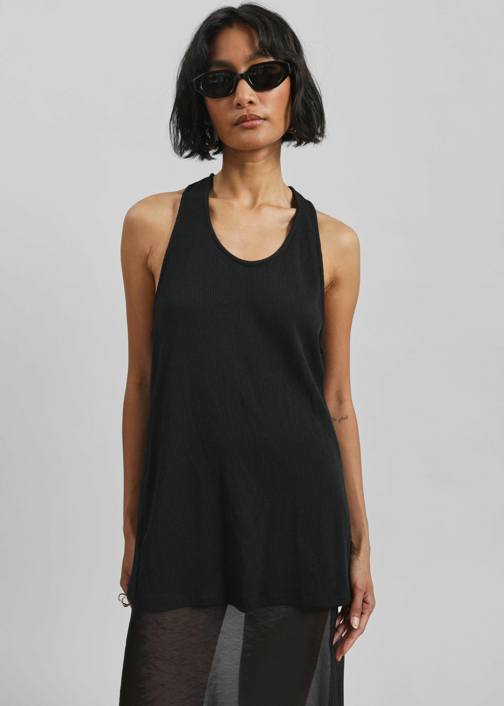 Nox Ribbed Tank Top - Black