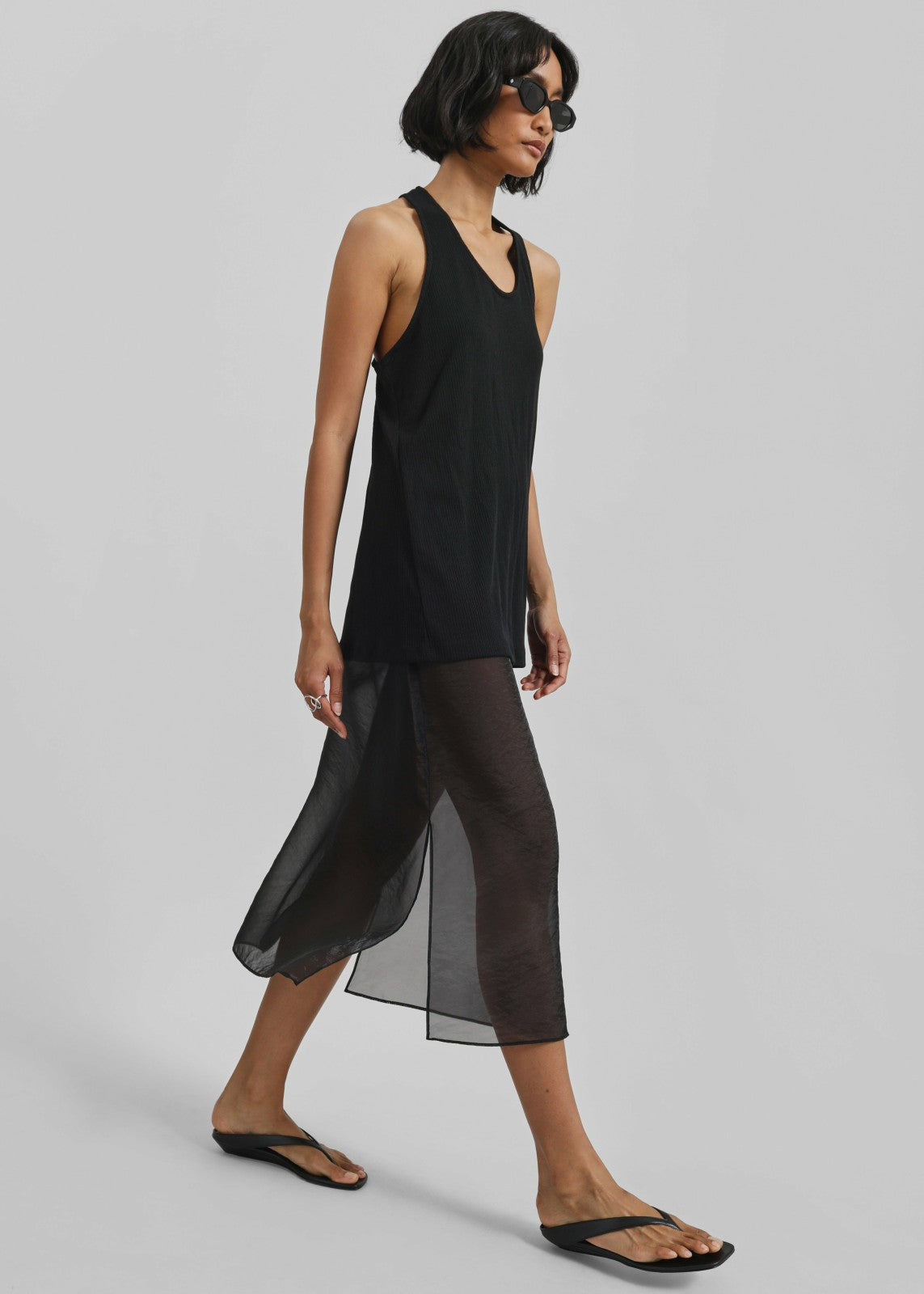 Nox Ribbed Tank Top - Black