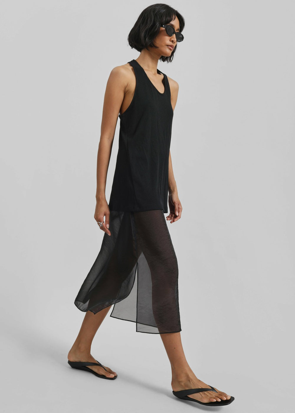 Nox Ribbed Tank Top - Black