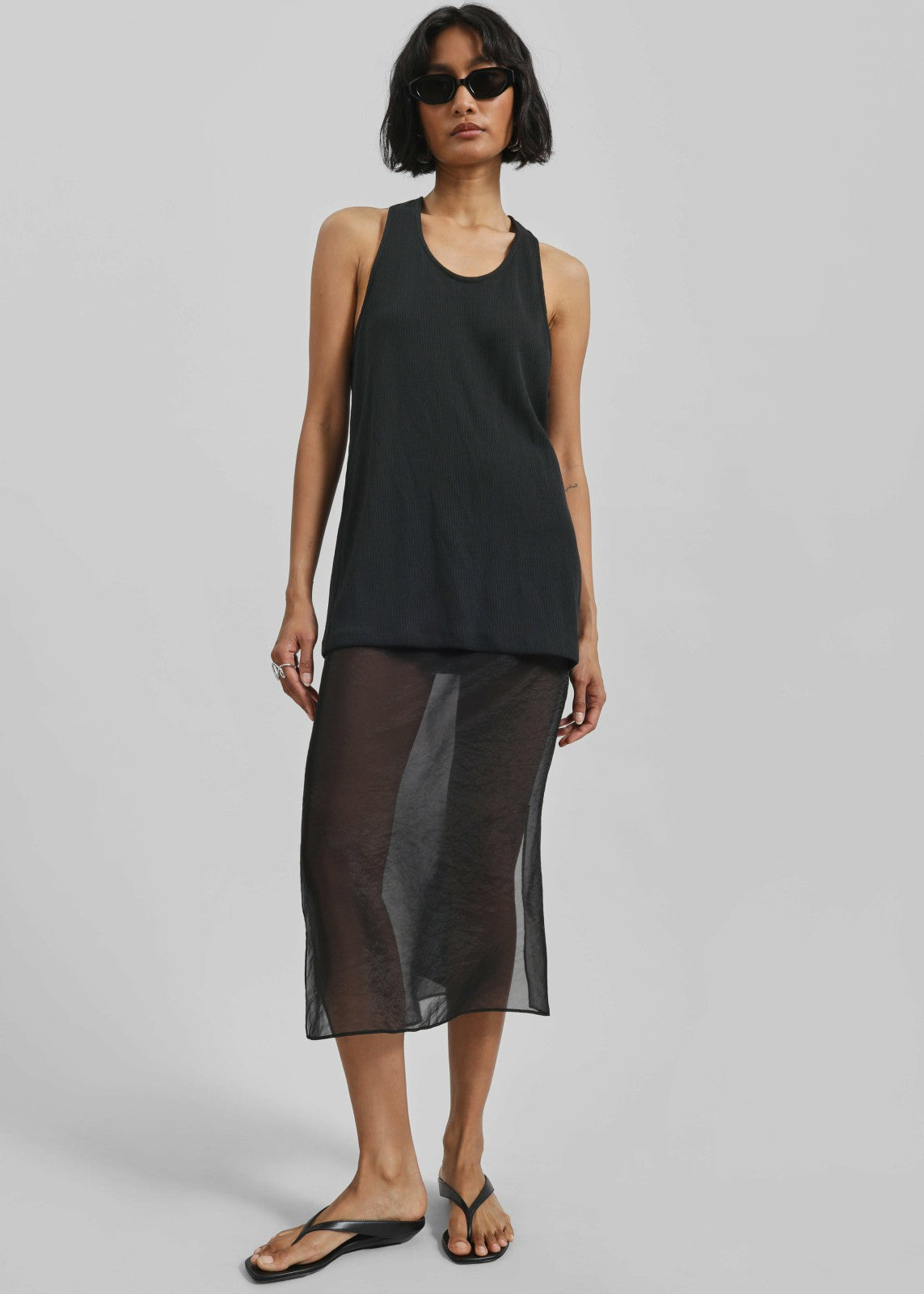 Nox Ribbed Tank Top - Black