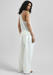 Halgar Frayed Seam Barrel-Leg Jeans - White