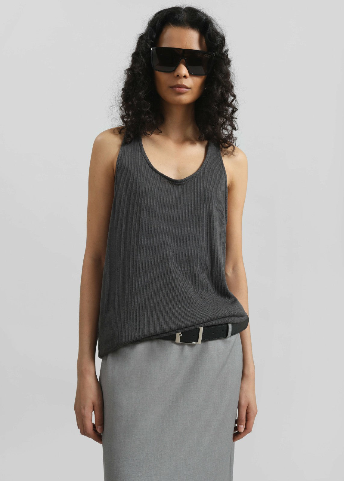 Nox Ribbed Tank Top - Storm Grey