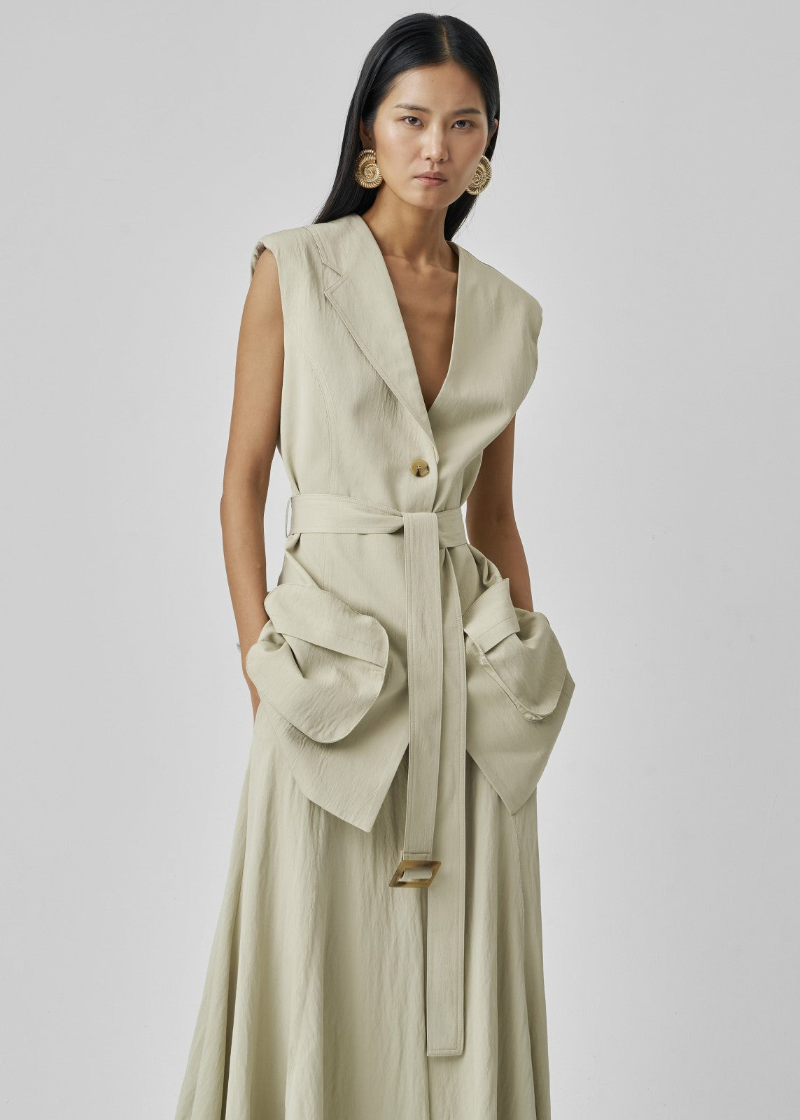 Carral Belted Vest - Pale Green