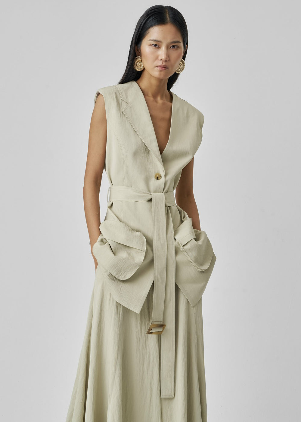 Carral Belted Vest - Pale Green