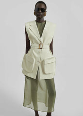 Carral Belted Vest - Pale Green