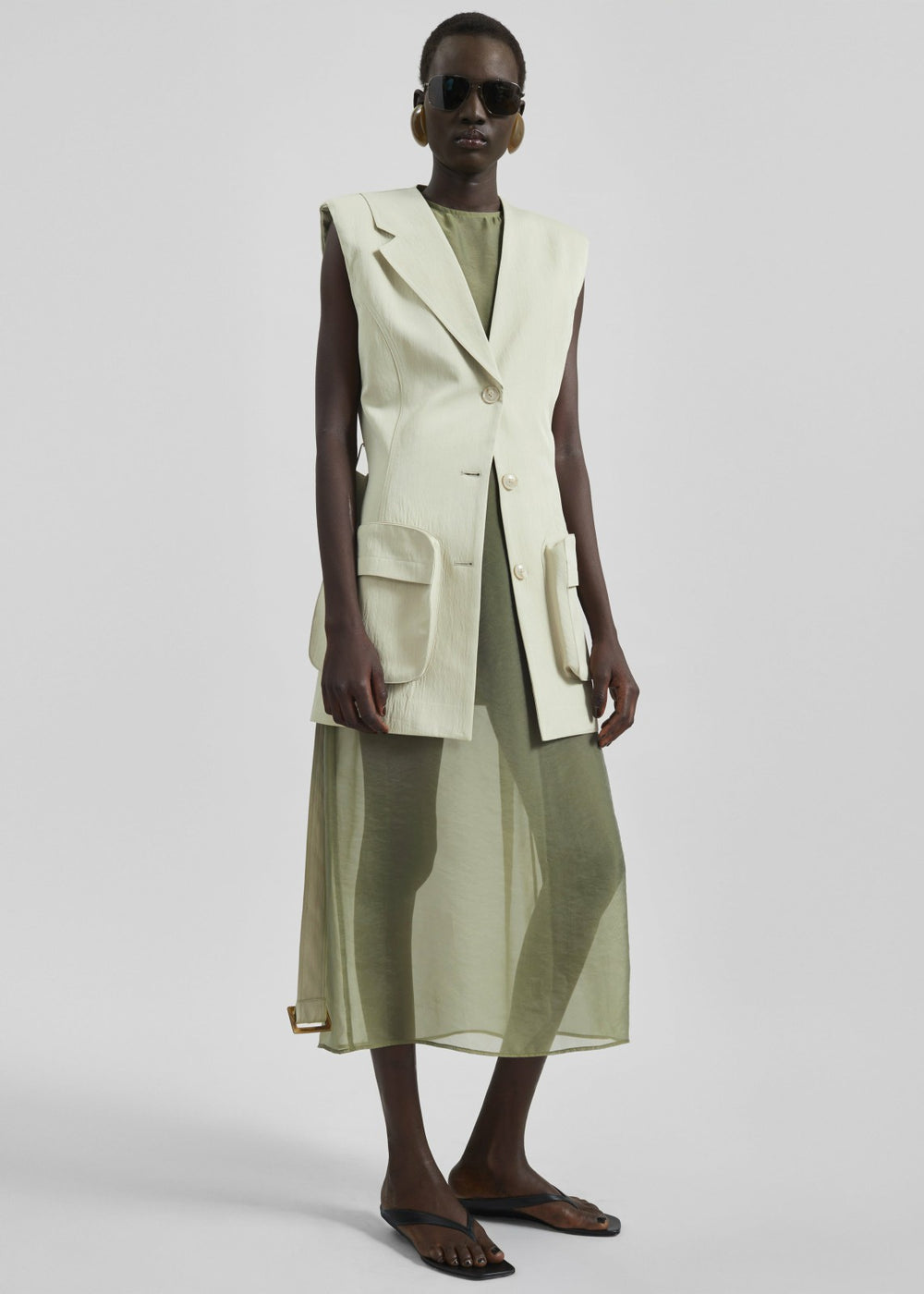 Carral Belted Vest - Pale Green