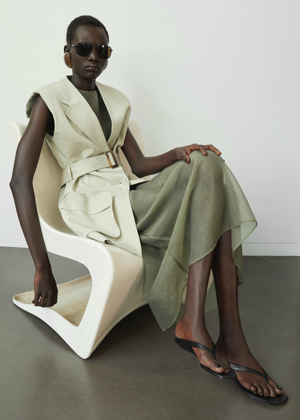 Carral Belted Vest - Pale Green