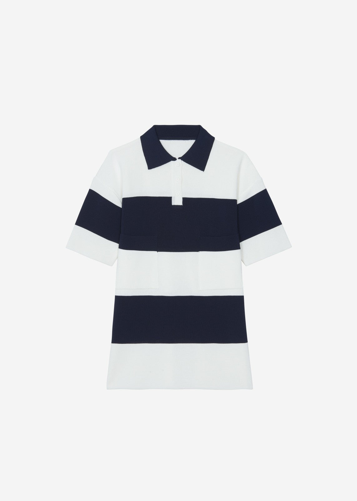Teralba Oversized Knit Polo - White/Navy Stripe