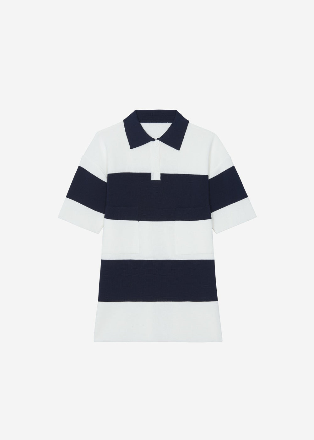 Teralba Oversized Knit Polo - White/Navy Stripe