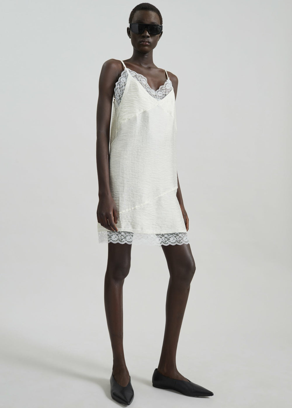 Elvina Lace Trim Slip Dress - Cream