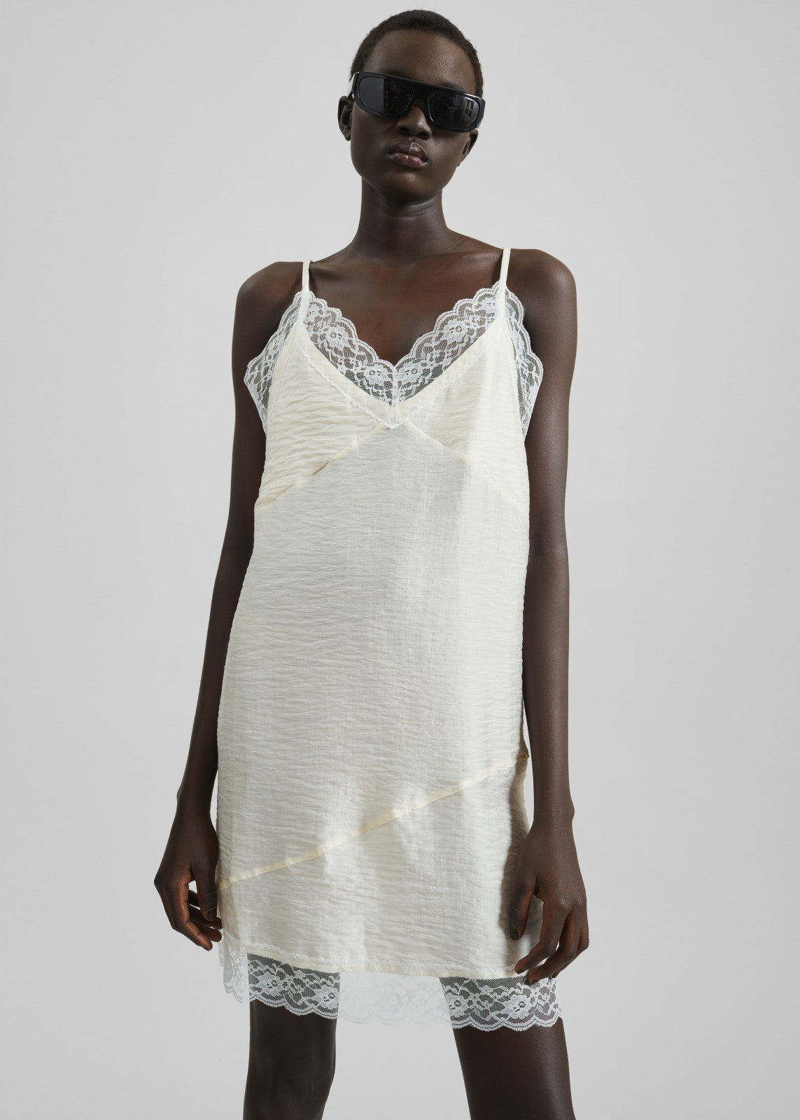Elvina Lace Trim Slip Dress - Cream