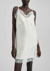 Elvina Lace Trim Slip Dress - Cream