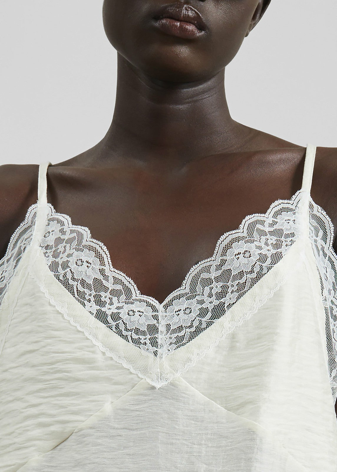 Elvina Lace Trim Slip Dress - Cream