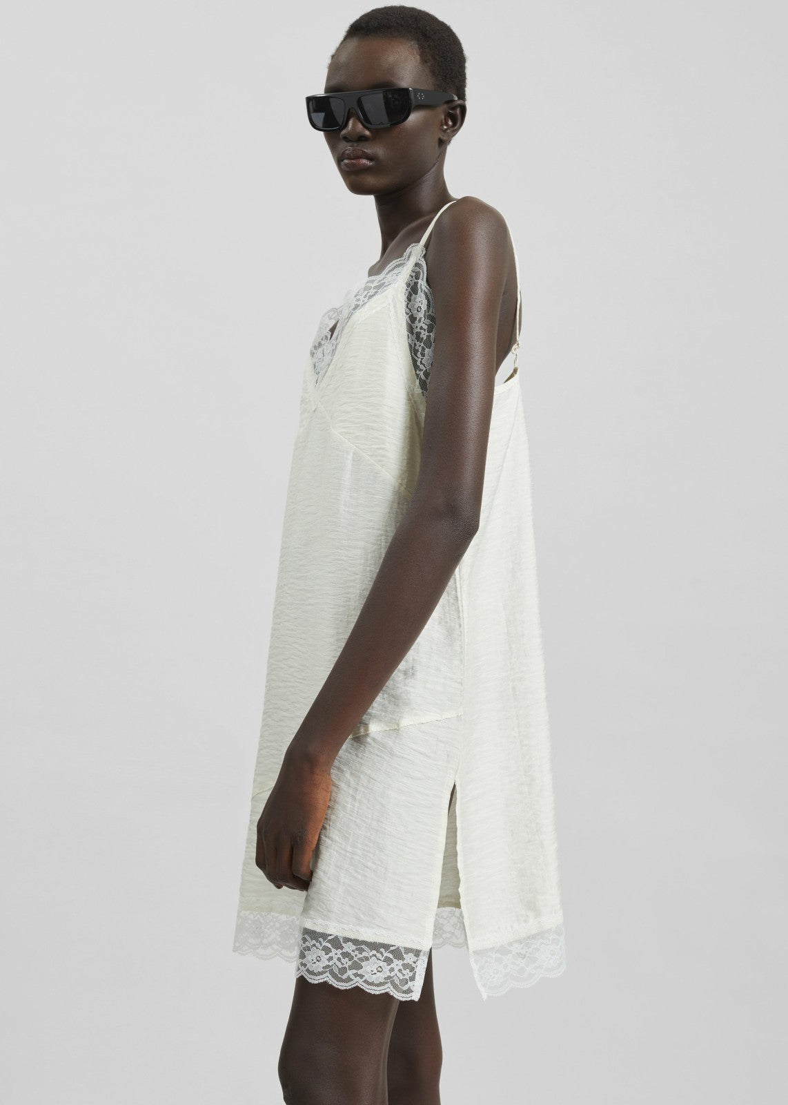 Elvina Lace Trim Slip Dress - Cream