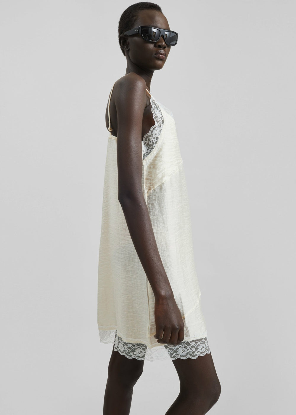 Elvina Lace Trim Slip Dress - Cream