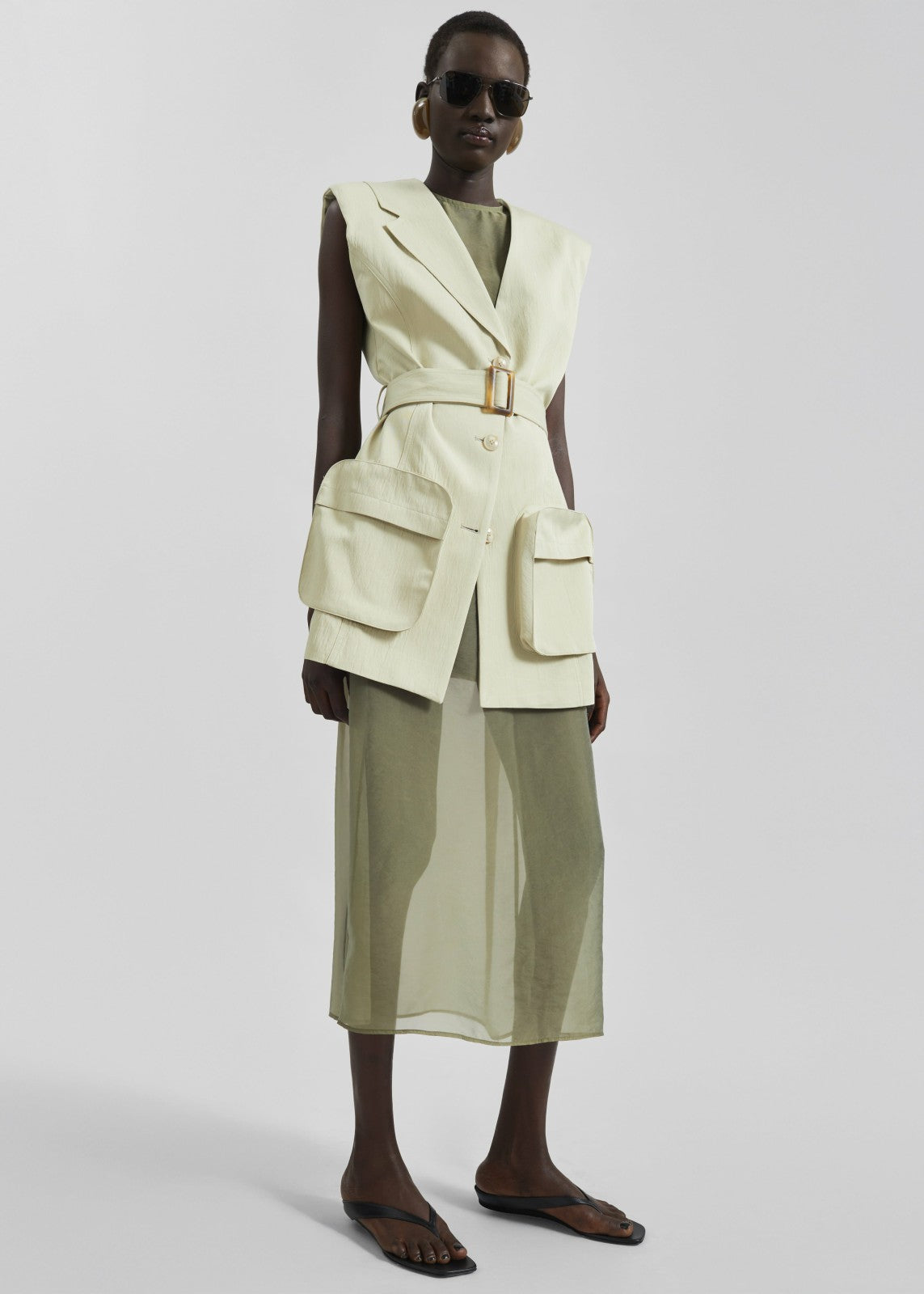 Corindi Sheer Organza Dress - Olive