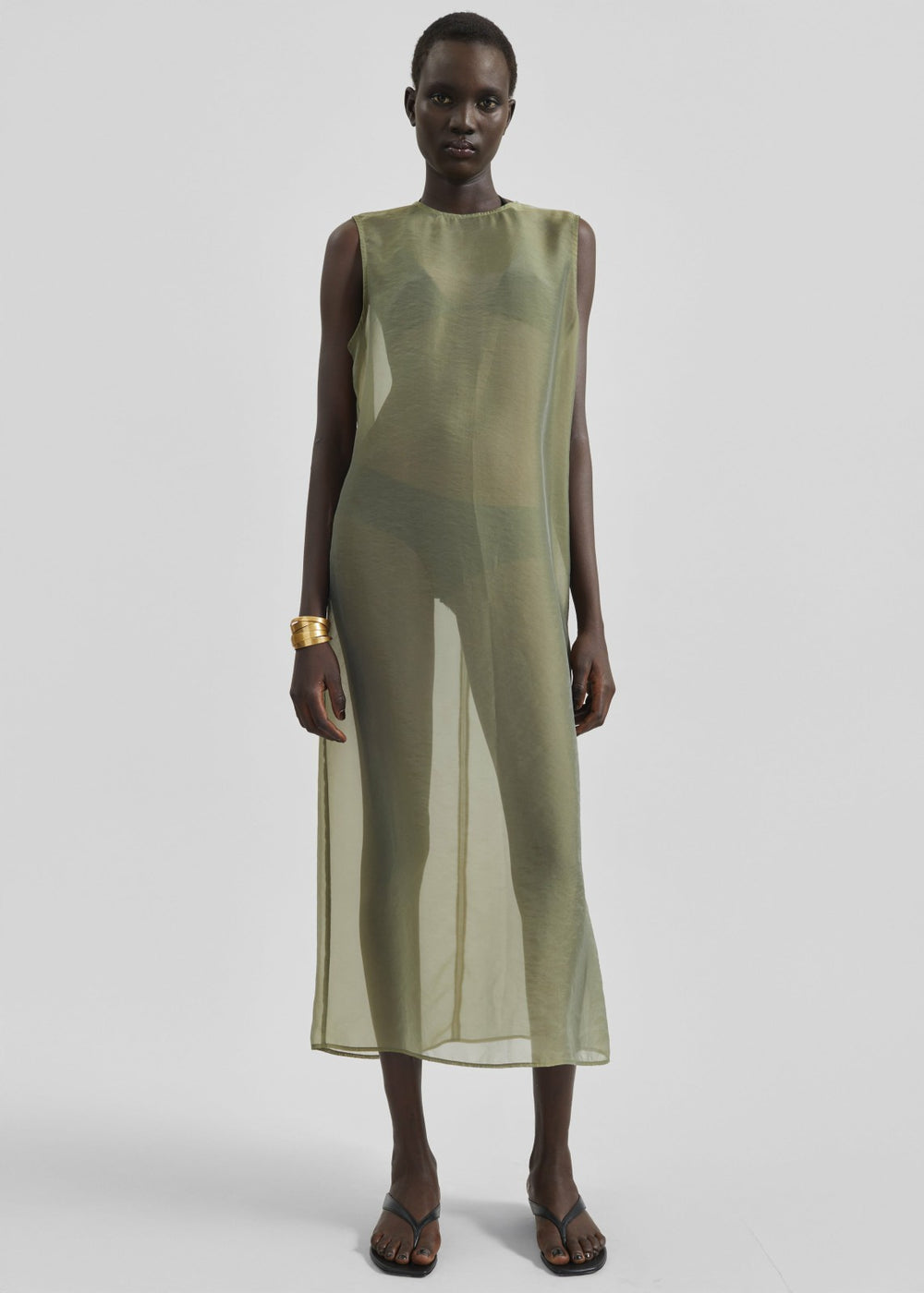 Corindi Sheer Organza Dress - Olive