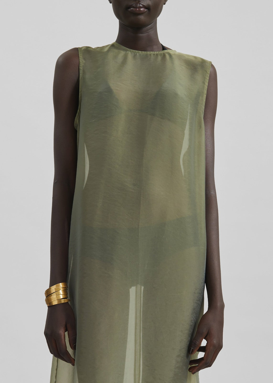 Corindi Sheer Organza Dress - Olive