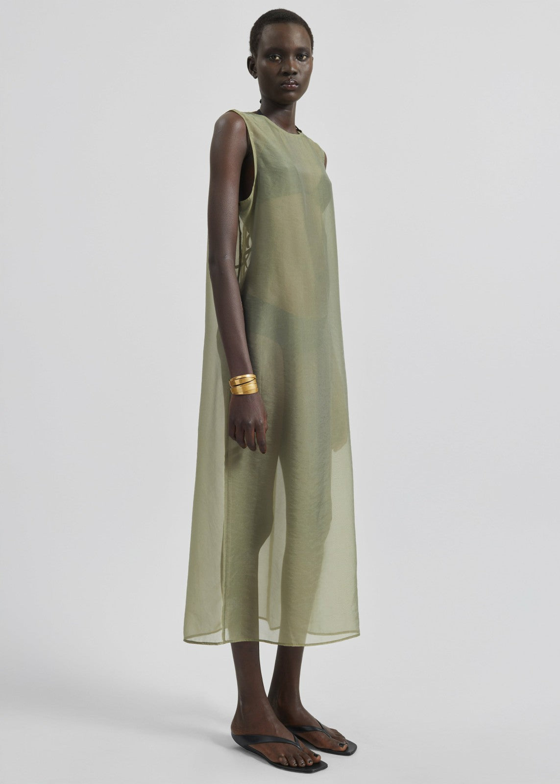 Corindi Sheer Organza Dress - Olive