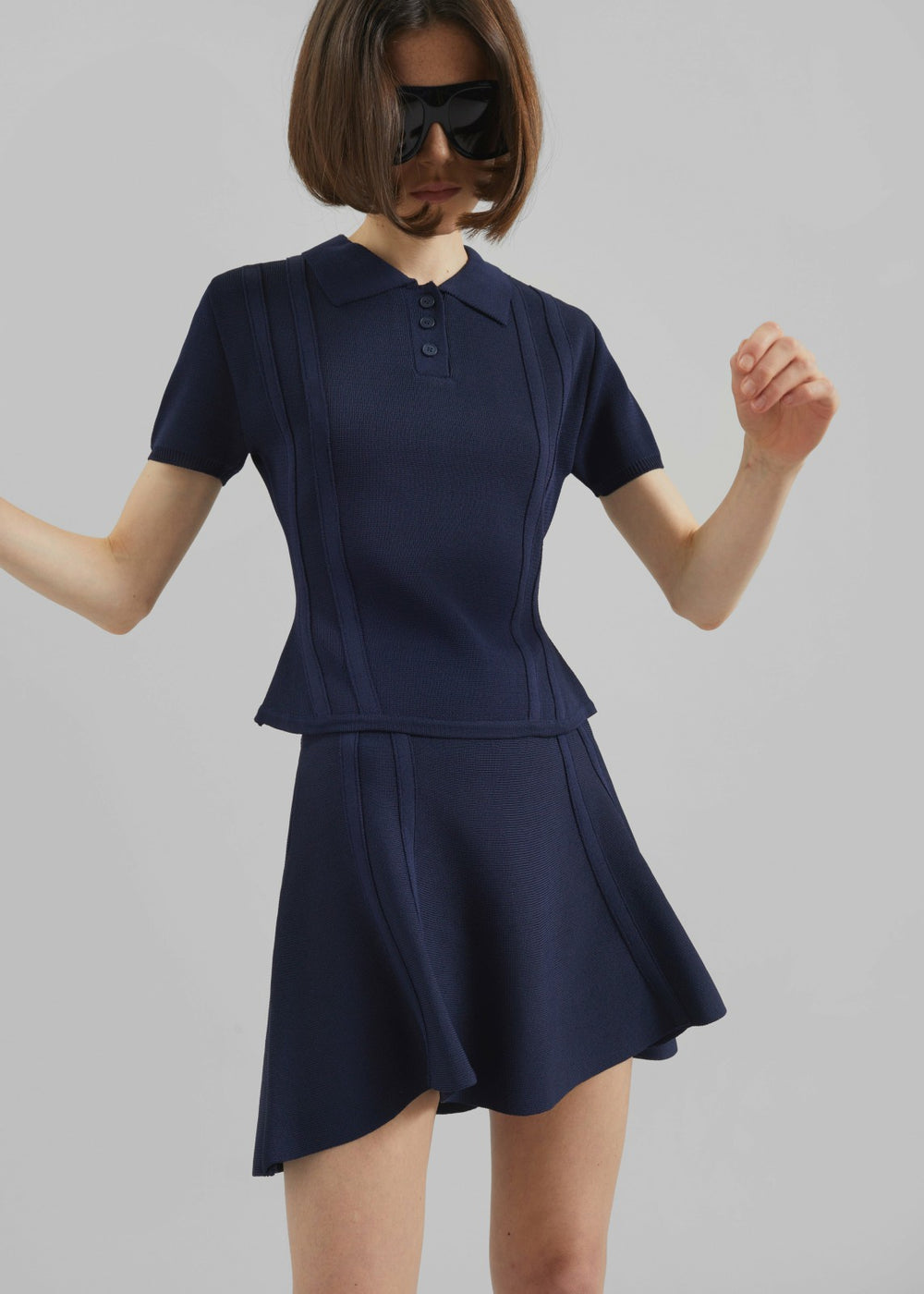 Kiama Cinched Knit Polo - Navy
