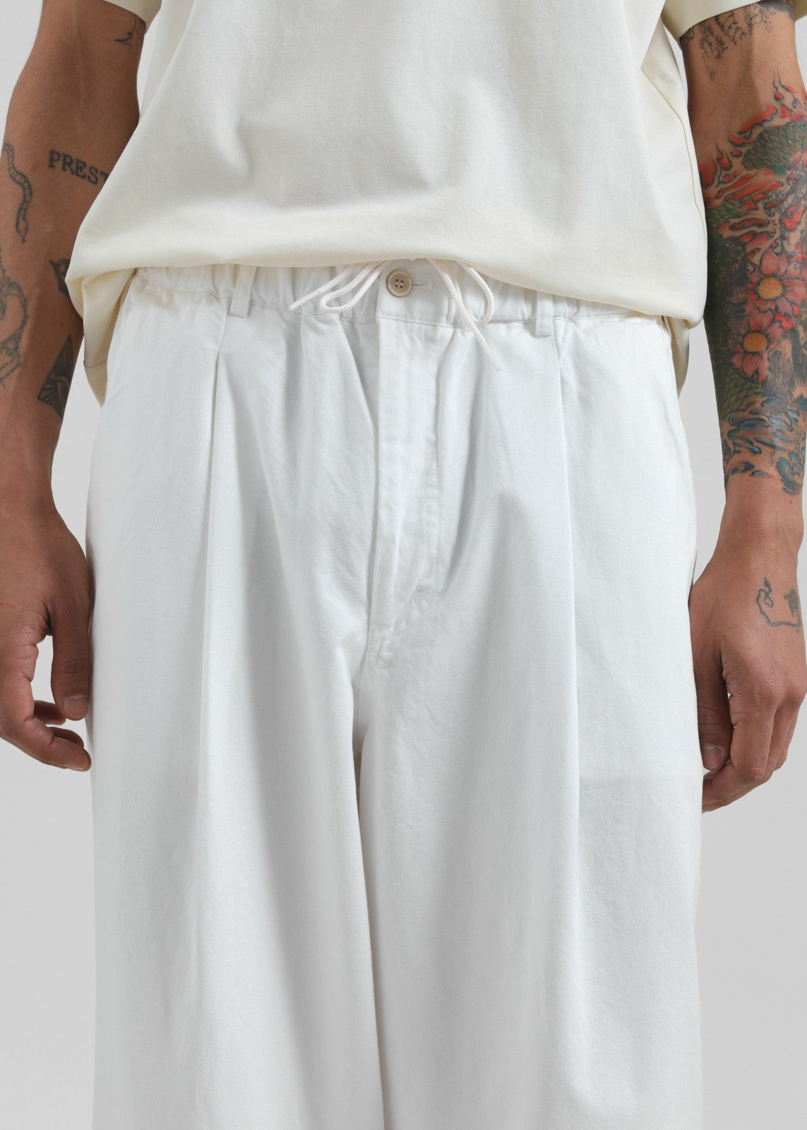 Denaye Cotton Barrel Leg Pants - White