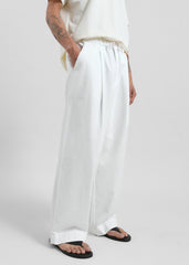 Denaye Cotton Barrel Leg Pants - White
