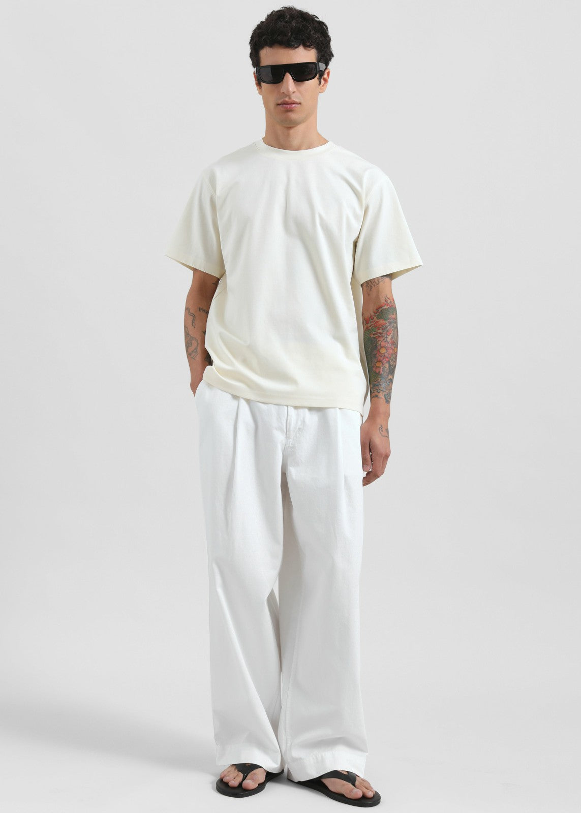 Denaye Cotton Barrel Leg Pants - White