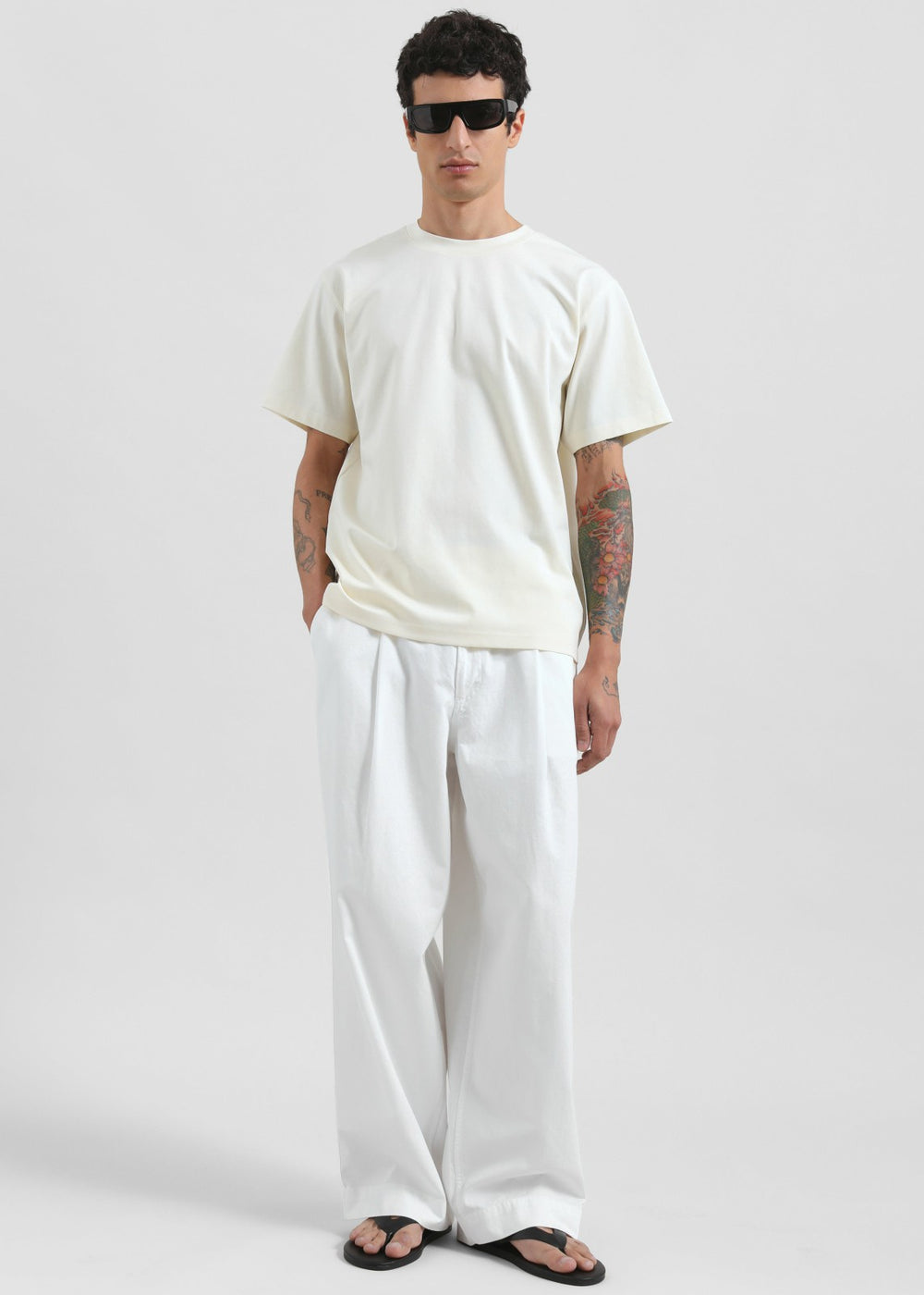 Denaye Cotton Barrel Leg Pants - White