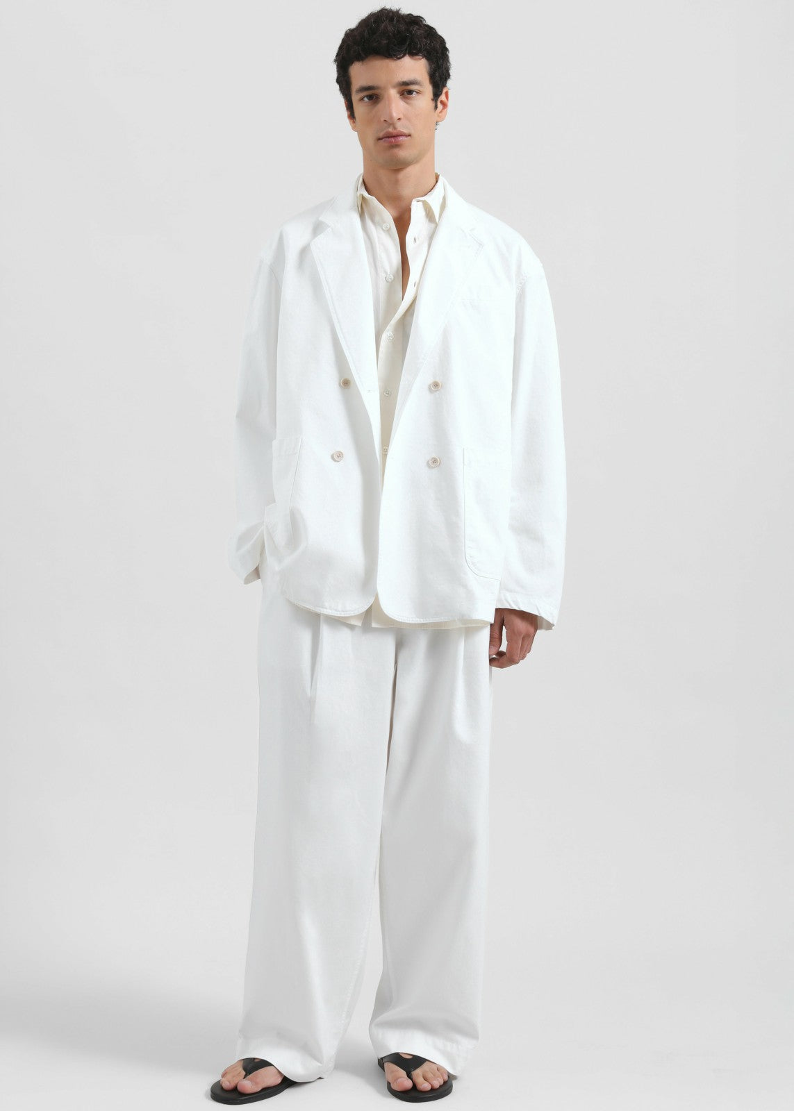 Denaye Cotton Barrel Leg Pants - White