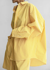 Rimini Oversized Poplin Shirt - Yellow/White Stripe