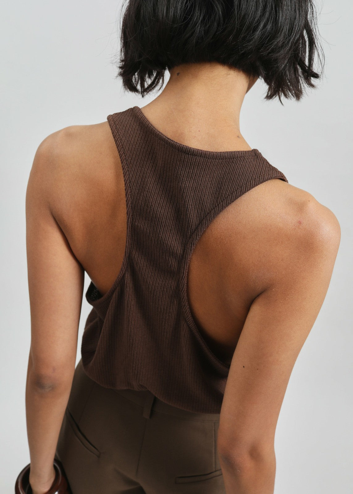 Nox Ribbed Tank Top - Brown
