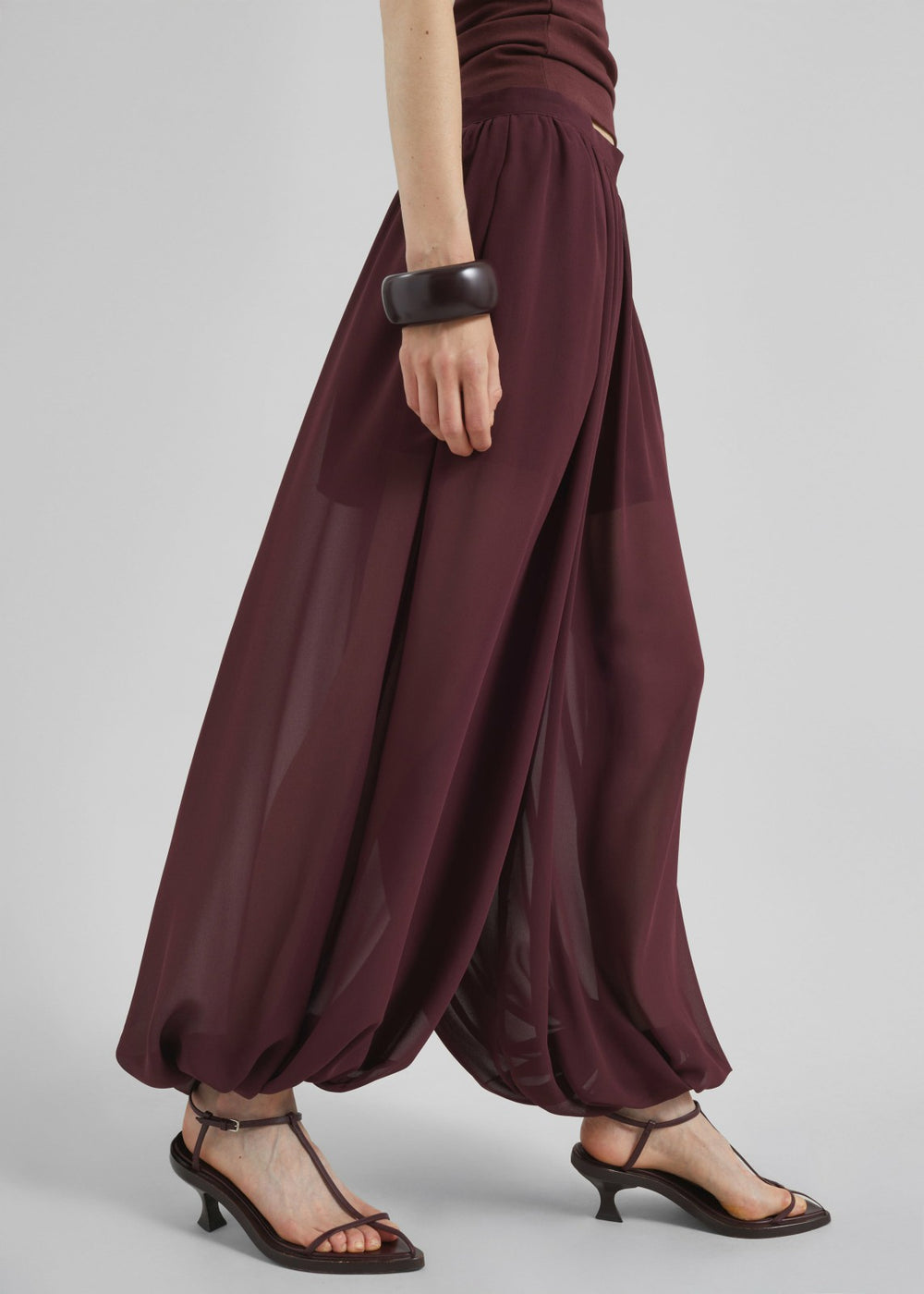 Solrae Fluid Balloon Pants - Burgundy