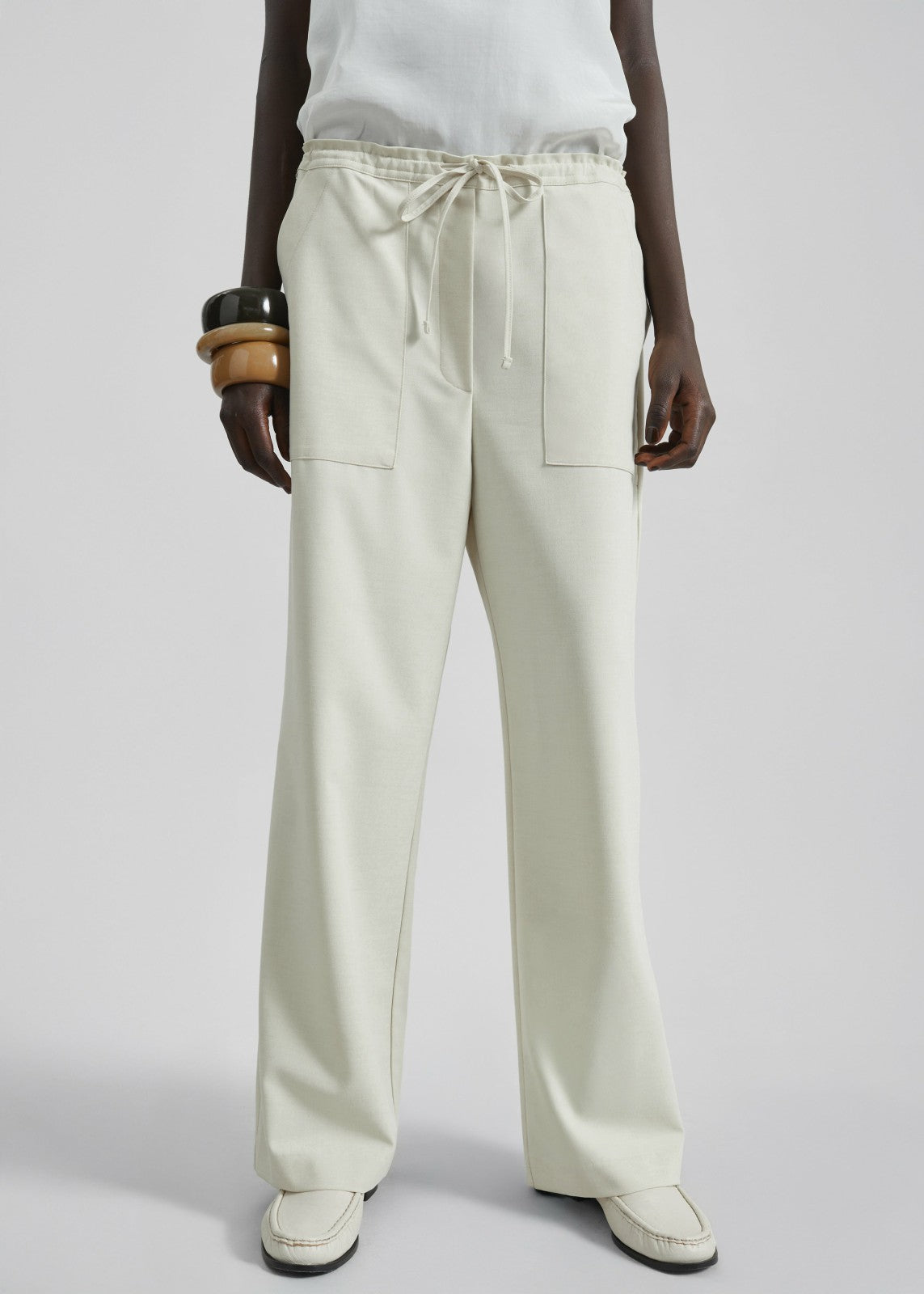 Ronne Straight Trousers - Cream