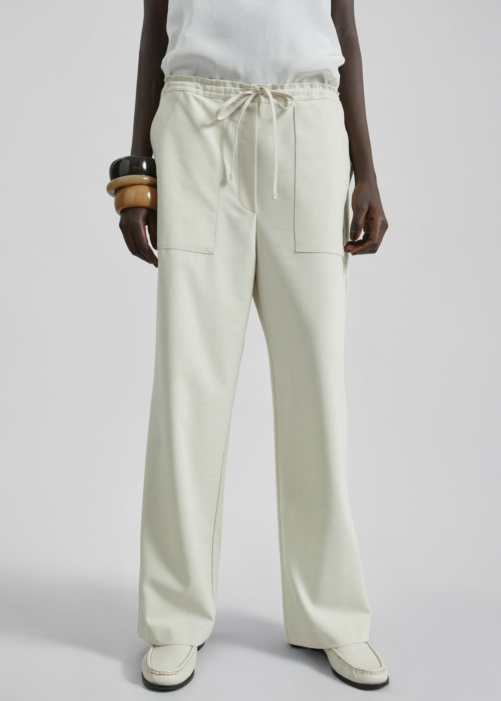 Ronne Straight Trousers - Cream