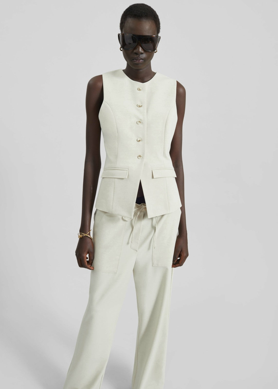 Ronne Straight Trousers - Cream