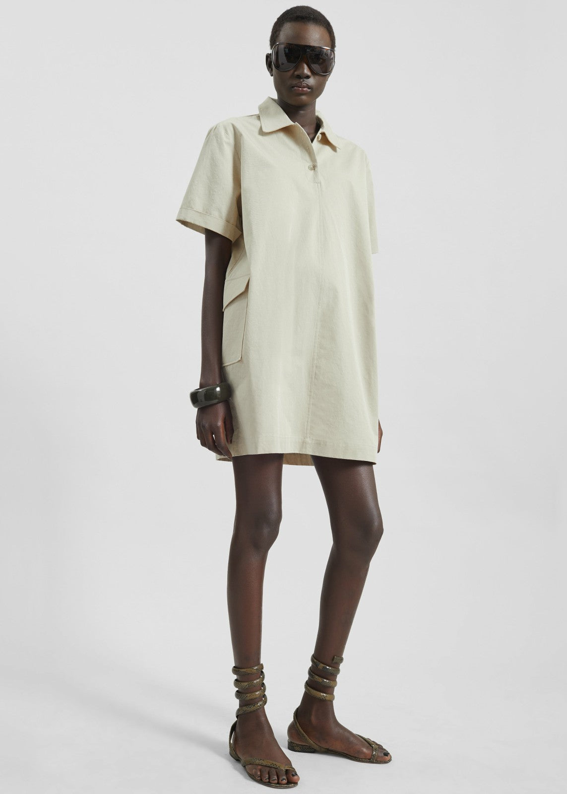 Tilba Polo Mini Dress - Beige