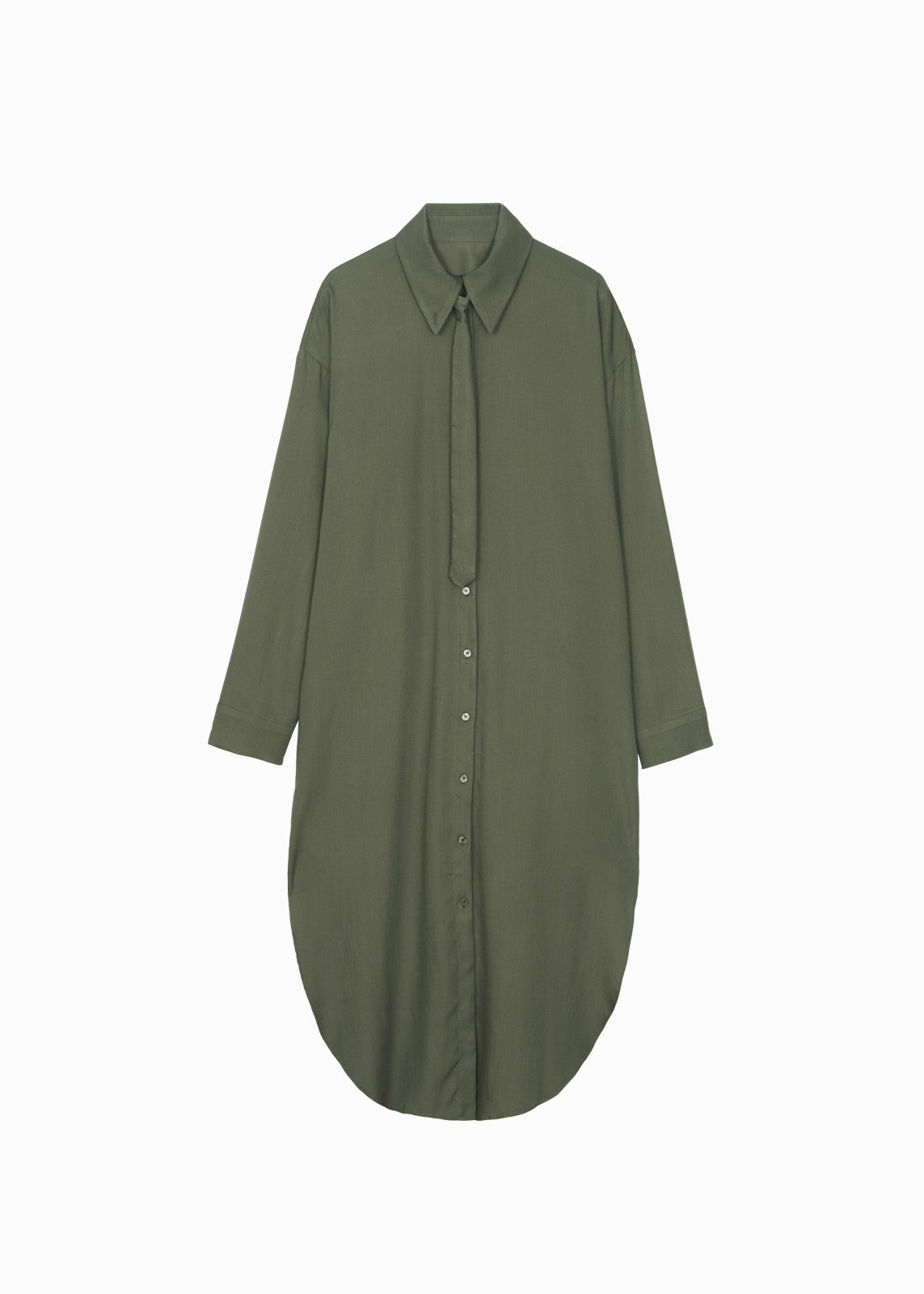 Silvan Neck Tie Shirt Dress - Olive