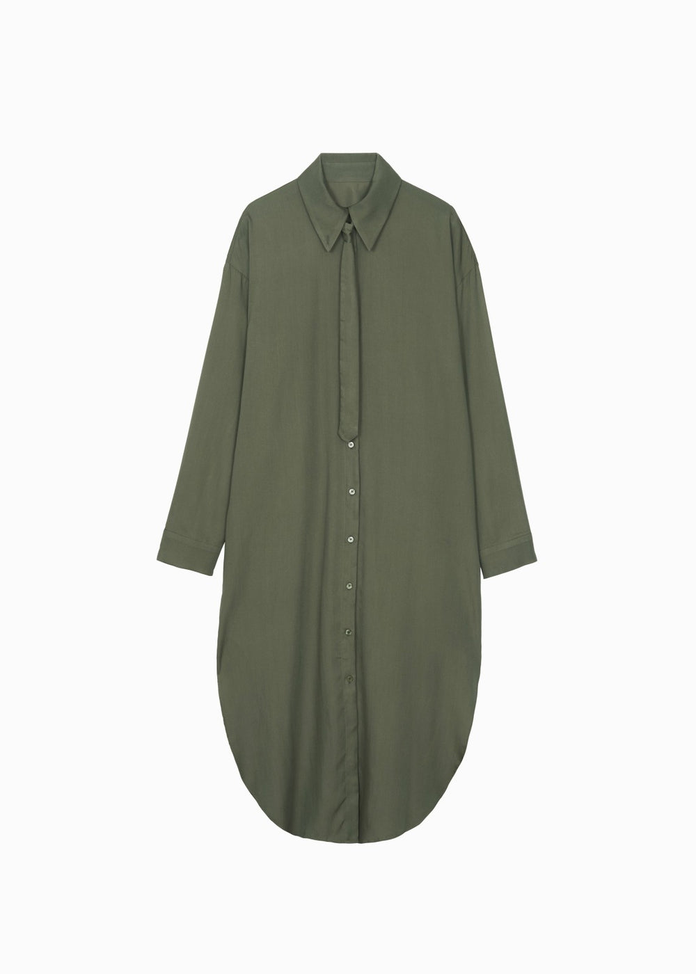 Silvan Neck Tie Shirt Dress - Olive