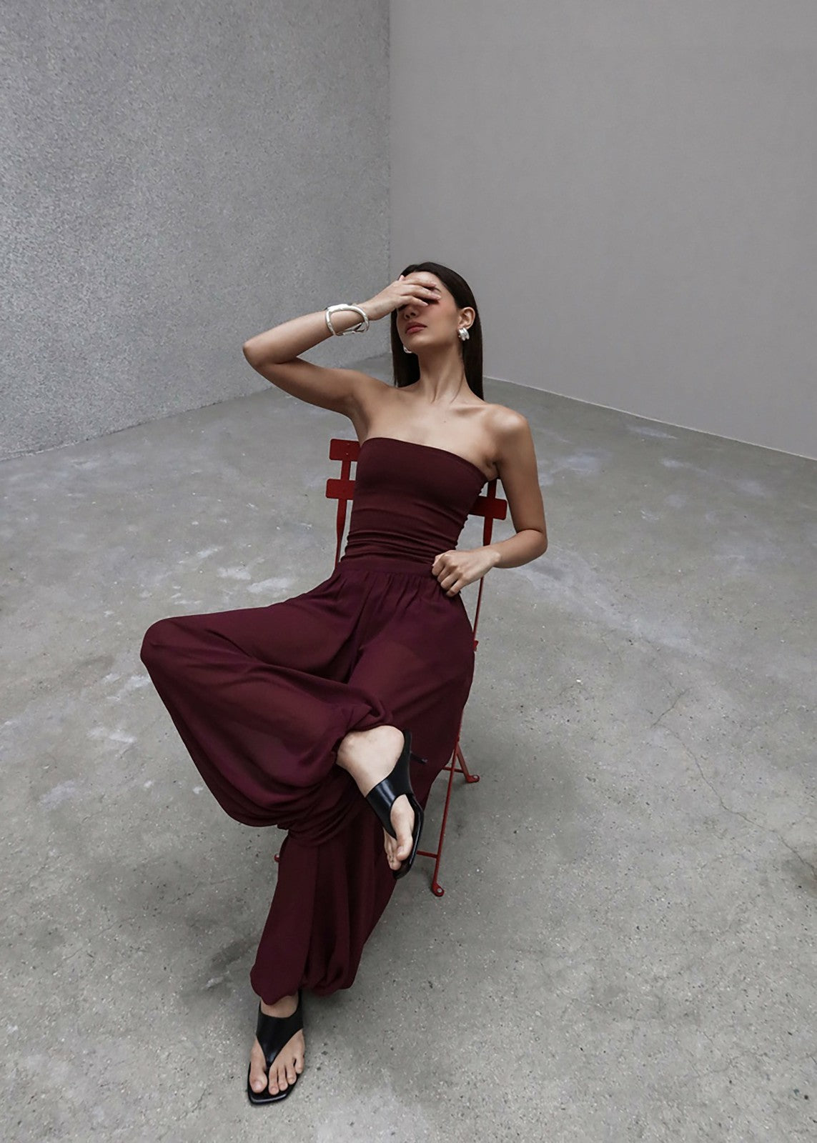Solrae Tube Top - Burgundy
