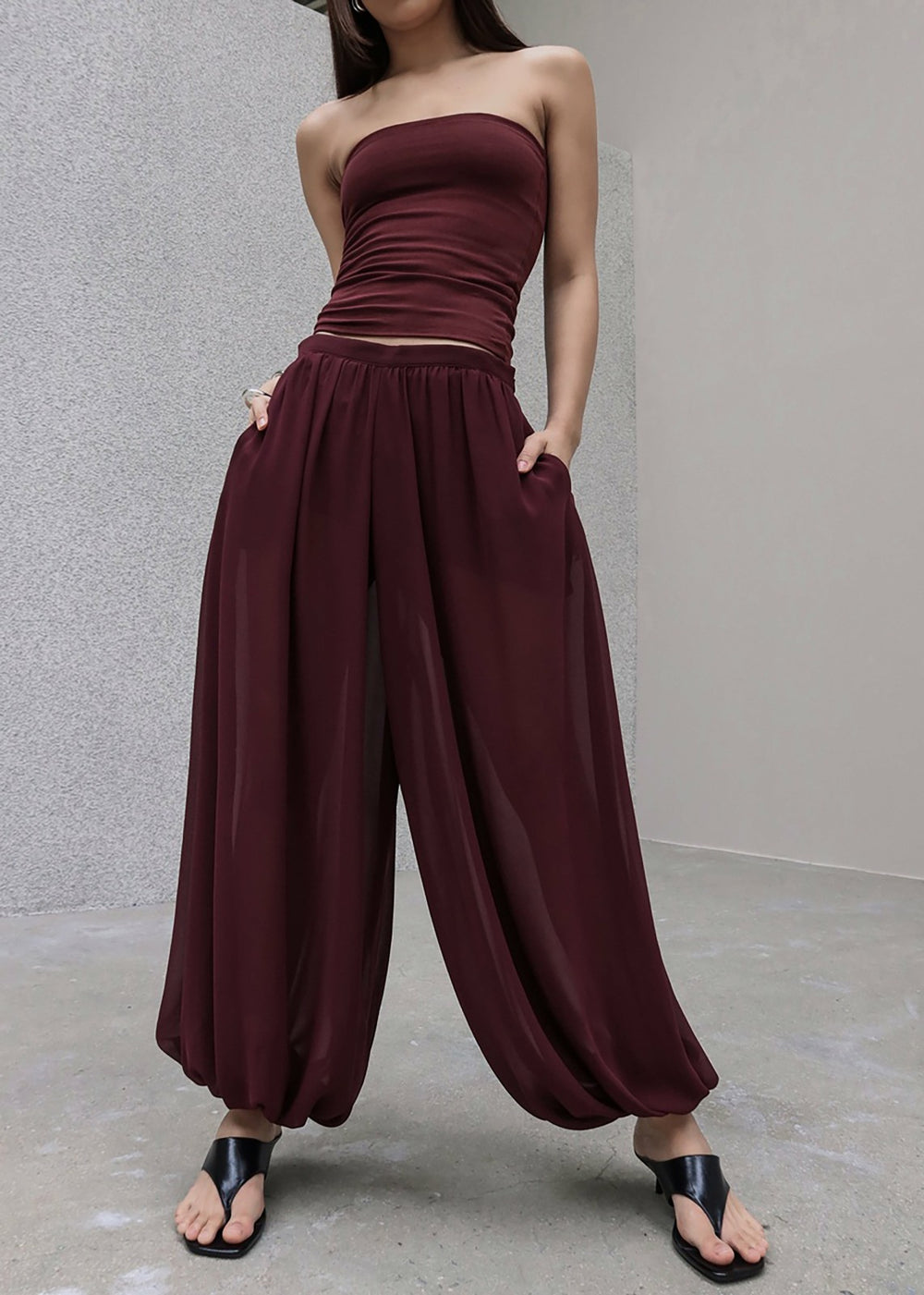Solrae Tube Top - Burgundy